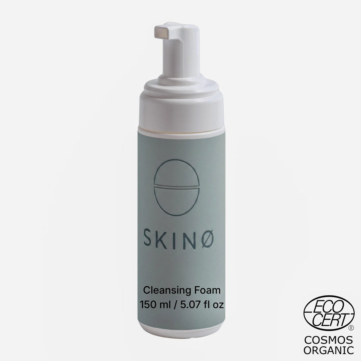 SKINØ Cleansing Foam 150 ml – vegansk ansiktsrengöring med pump, ECOCERT COSMOS NATURAL