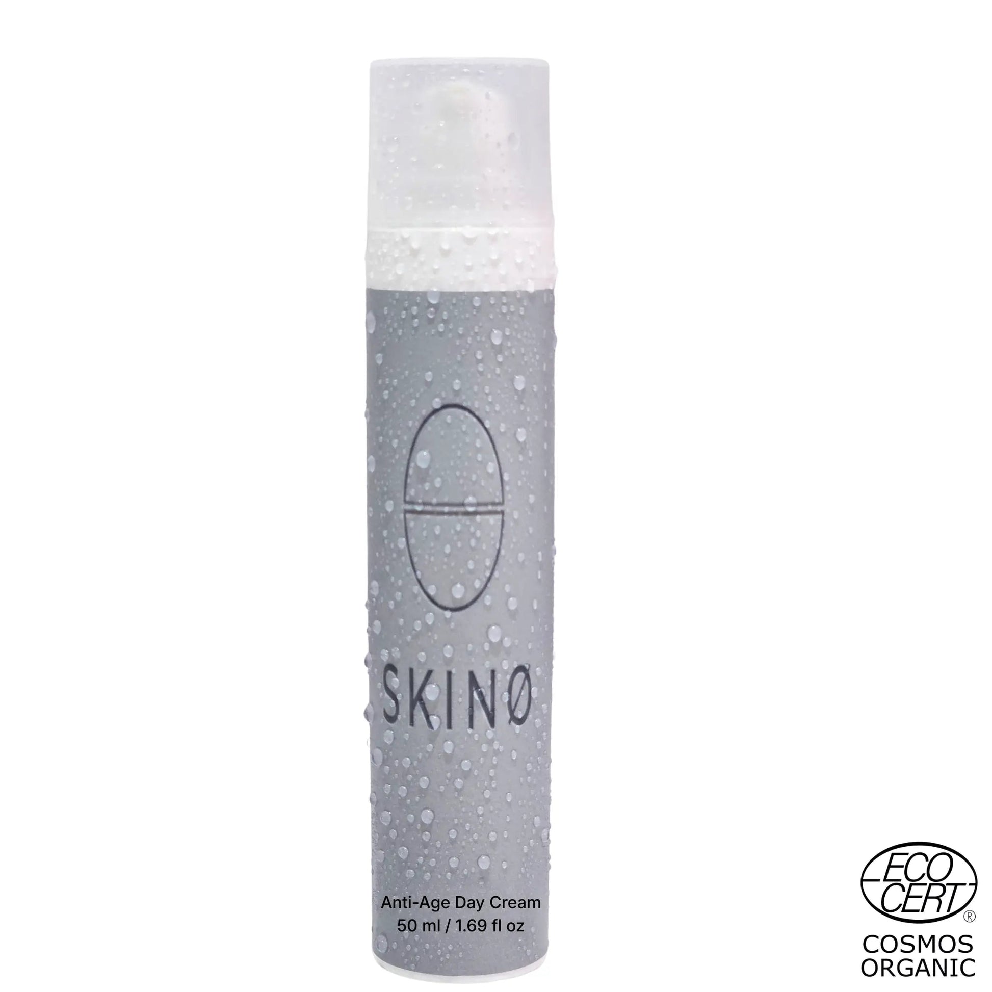 SKINØ Anti-Age Day Cream 50ml med vattendropplar – djup återfuktning med hyaluronsyra, ECOCERT COSMOS vegansk dagkräm.