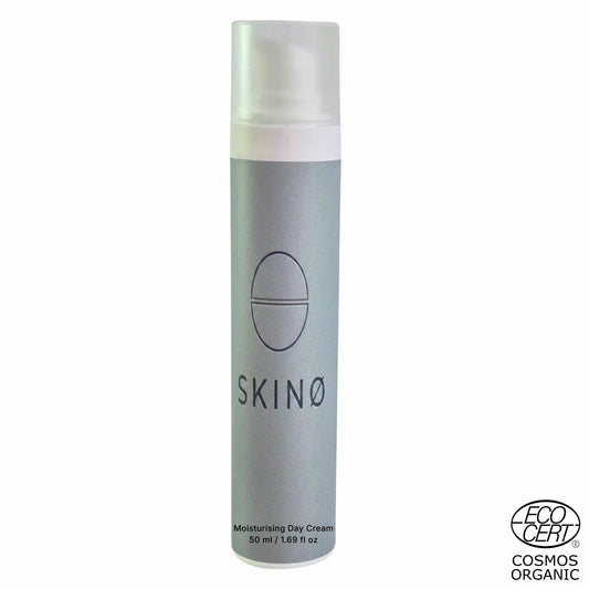 SKINØ Moisturising Day Cream 50ml – återfuktande dagkräm med hyaluronsyra och glow-effekt, vegansk ECOCERT COSMOS certifierad.